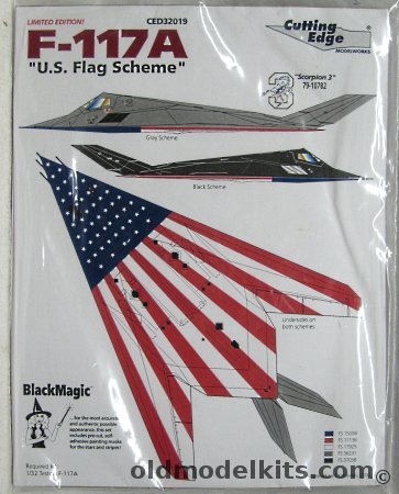 Cutting Edge 1/32 F-117A 'US Flag Scheme' Masks and Decals - Bagged, CED32019 plastic model kit